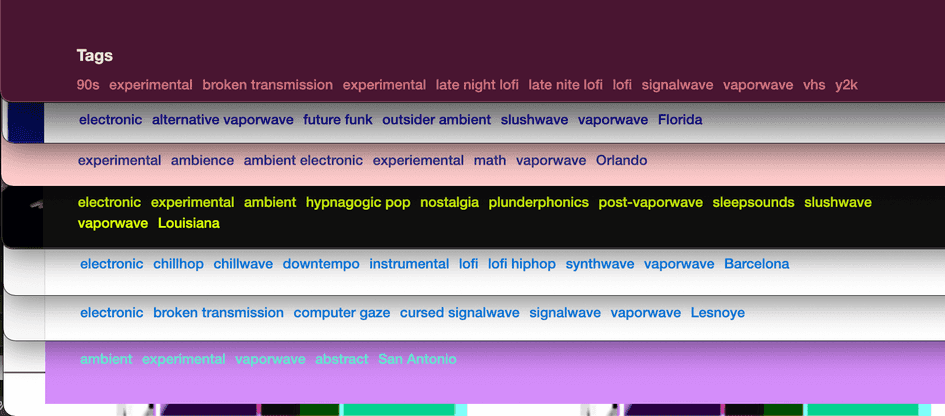 the vaporwave tag on bandcamp