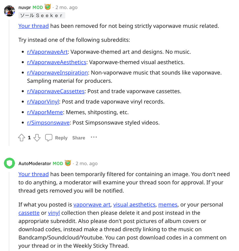 vaporwave reddit rules